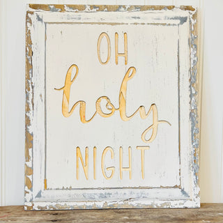 Oh holy night wood plaque