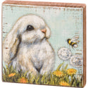 White Bunny Block Easter Sign