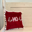 Ho Ho Ho red velvet throw pillow