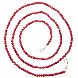 Red Wooden Bead 9' Garland