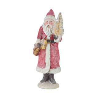 Glittered Belsnickel Santa With Bottlebrush Tree- 3 Color Options