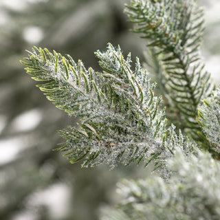Green Bristle 48" Tree With Glitter & Wooden Base Closeup