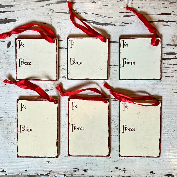 Retro Santa Gift Tag/Ornament Set