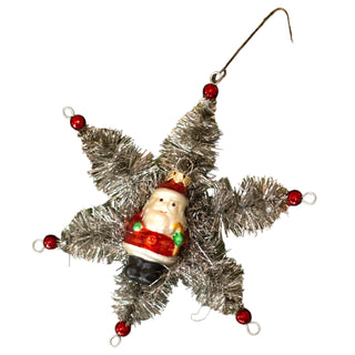 Retro Santa Tinsel Star Ornament