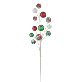 Plaid & Solid Glitter Ball Ornament Spray