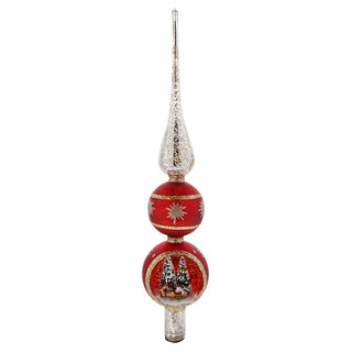 Red & Gold Mercury Glass Indent Tree Topper