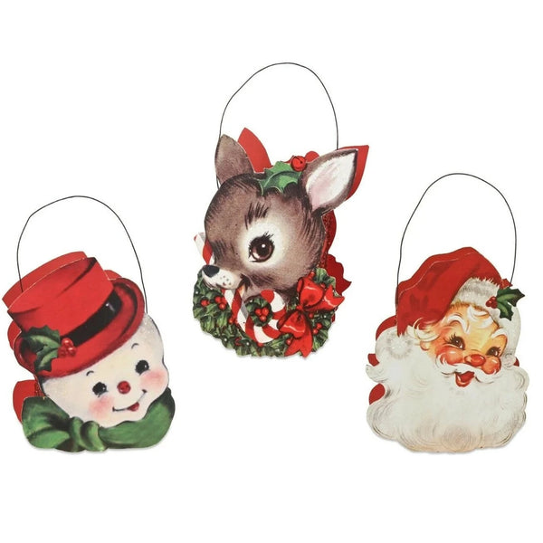 Retro Christmas Tin Bucket Set