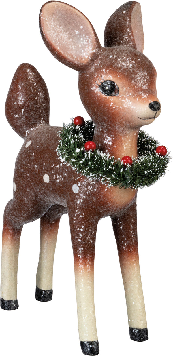 Retro Deer Figurine With Wreath