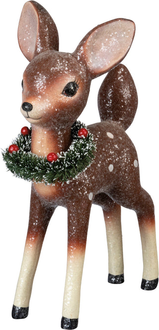 Retro Deer Figurine With Wreath