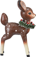 Retro Deer Figurine With Wreath Side