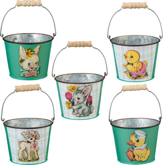 Retro Happy Easter Metal Bucket- 5 Options