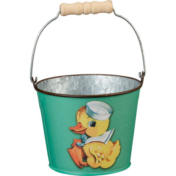 Retro Happy Easter Metal Bucket- Duckling