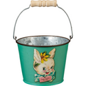 Retro Happy Easter Metal Bucket- Kitten