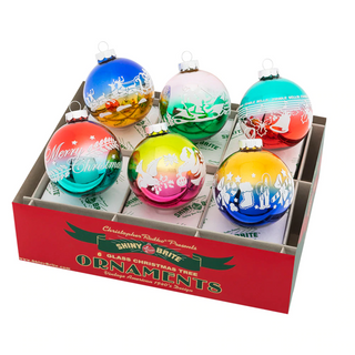 Shiny Brite Christmas Confetti Flocked Ornament Set