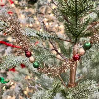 Silver Tinsel & Glass Bead Mini Garland on Tree