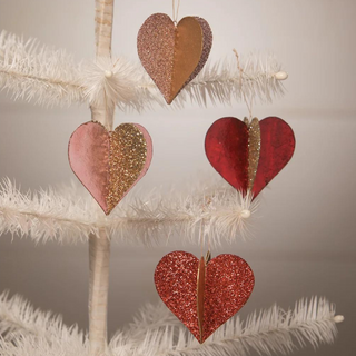 Valentine's Day Sweet Heart Glitter and Foil Ornament Set of 4