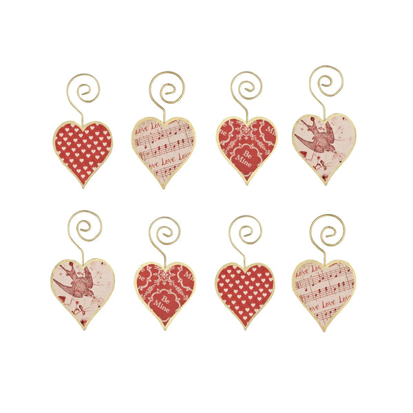 Valentine's Day Vintage-Inspired Metal Heart Ornament Set of 8