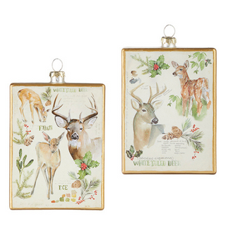 Vintage-Inspired Glass Deer Poster Ornament Set