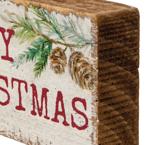 Vintage-Inspired Merry Christmas Block Sign Depth
