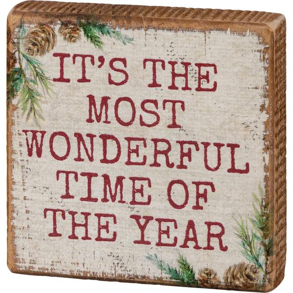 Vintage-Inspired Most Wonderful Time of The Year Block Sign